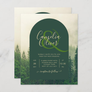 Papier BUDGET Green Forest Pine Trees Mariage INVITER
