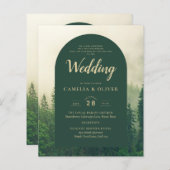 Papier BUDGET Green Forest Pine Trees Mariage INVITER (Devant / Derrière)