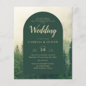 Papier BUDGET Green Forest Pine Trees Mariage INVITER (Devant)