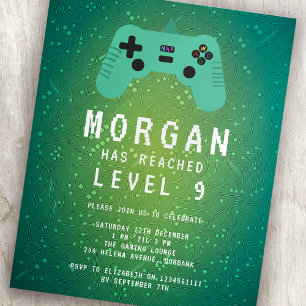 Papier BUDGET Green Gamer Invitation d'anniversaire