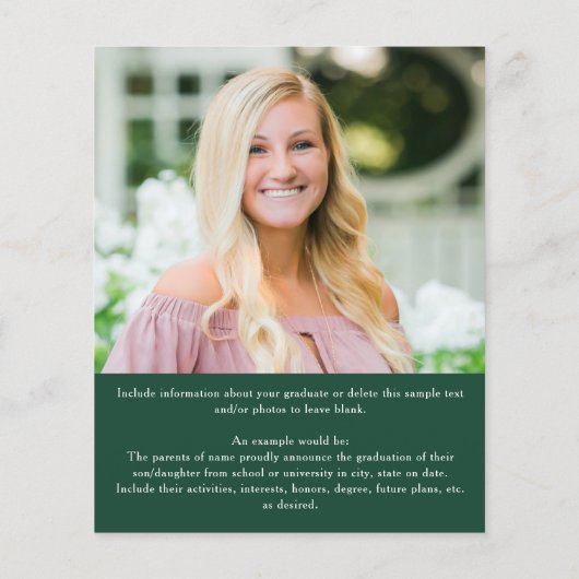 Papier Budget Green Gold 5 Photo Faire-part diplômée (Dos)