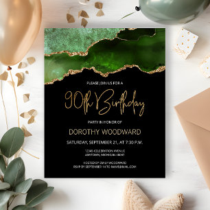 Papier Budget Green Gold Agate 90e anniversaire Invitatio