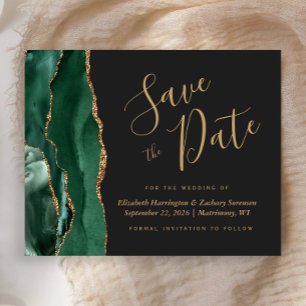 Papier Budget Green Gold Agate Dark Mariage Enregistrer l