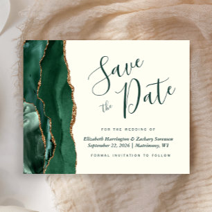 Papier Budget Green Gold Agate Ivory Save the Date