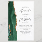 Papier Budget Green Gold Agate QR Code Wedding (Devant)