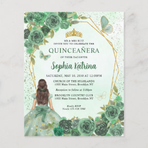 Papier Budget Green Gold Chic Floral Princesse Quinceañer
