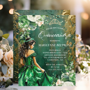Papier Budget Green Gold Floral Princess Quinceañera