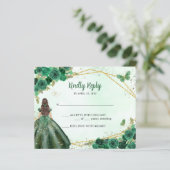 Papier Budget Green Gold Floral Princesse QR Code RSVP (Debout devant)
