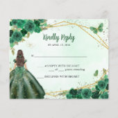 Papier Budget Green Gold Floral Princesse QR Code RSVP (Devant)