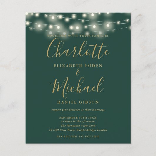 Papier Budget Green Gold Lights photo (Devant)