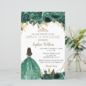 Papier Budget Green Gold Princess Sweet 16 Invitation (Debout devant)