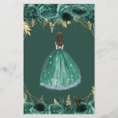 Papier Budget Green Gold Princess Sweet 16 Invitation (Dos)