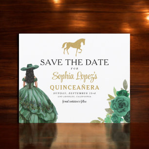 Papier Budget Green Gold Quinceanera Enregistrer la date
