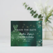 Papier Budget Green Gold Quinceanera Enregistrer la date (Debout devant)