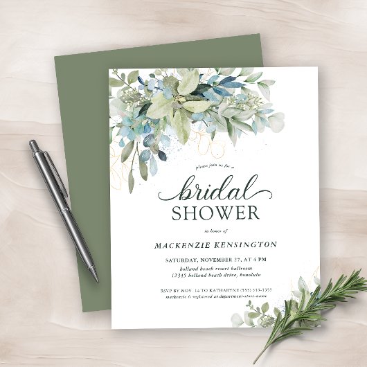 Papier BUDGET Green Invitation à la douche nuptiale
