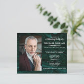Papier Budget Green Marble Celebration Of Life Invite (Debout devant)