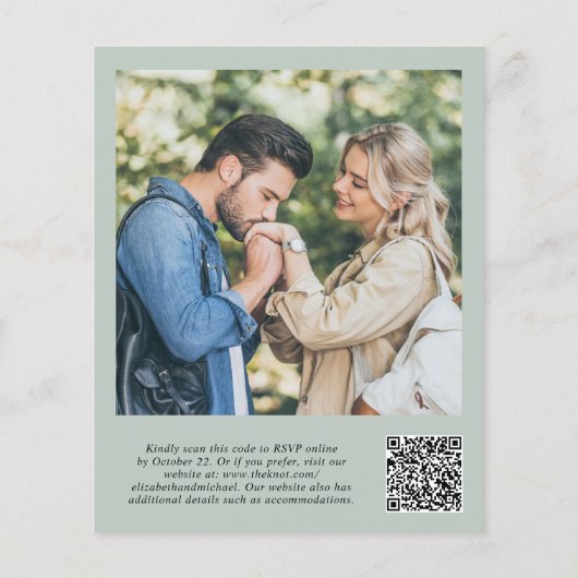 Papier Budget Green Photo QR Code Faire-part de mariage (Dos)