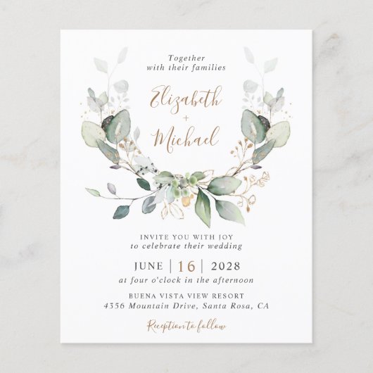 Papier Budget Green Photo QR Code Faire-part de mariage (Devant)