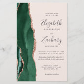 Papier Budget Green Rose Gold Agate Blush QR Code Wedding (Devant)