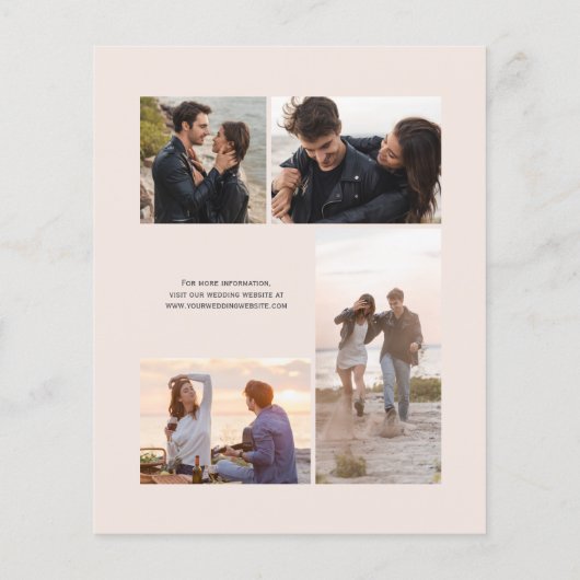 Papier Budget Green Rose Gold Blush Photo Wedding Invite (Dos)