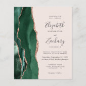 Papier Budget Green Rose Gold Blush Photo Wedding Invite (Devant)