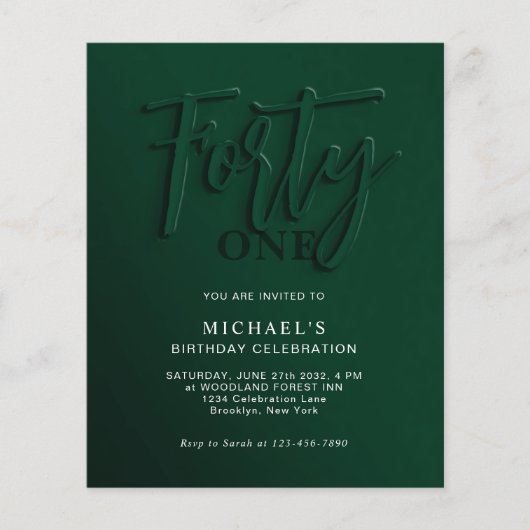 Papier BUDGET Green Script Quarante 40e anniversaire adul (Devant)