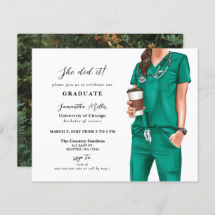 Papier Budget Green Scrubs Infirmière photo Invitation