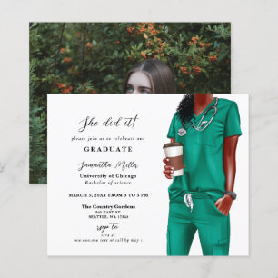 Papier Budget Green Scrubs Infirmière photo Invitation