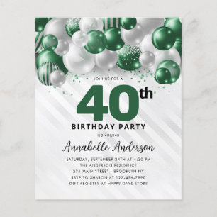 Papier Budget Green Silver Balloon Parties scintillant 40
