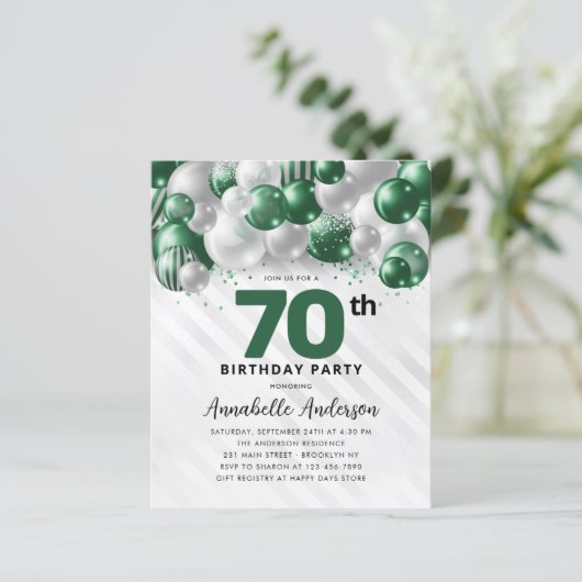 Papier Budget Green Silver Balloon Parties scintillant 70 (Debout devant)