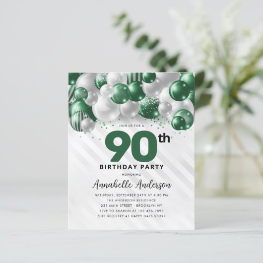 Papier Budget Green Silver Balloon Parties scintillant 90 (Debout devant)