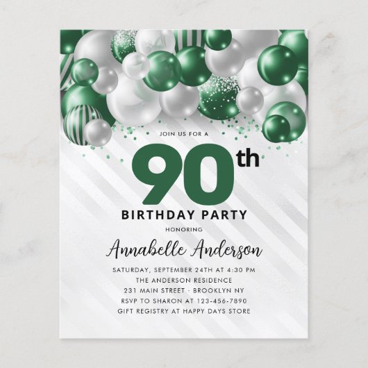 Papier Budget Green Silver Balloon Parties scintillant 90 (Devant)
