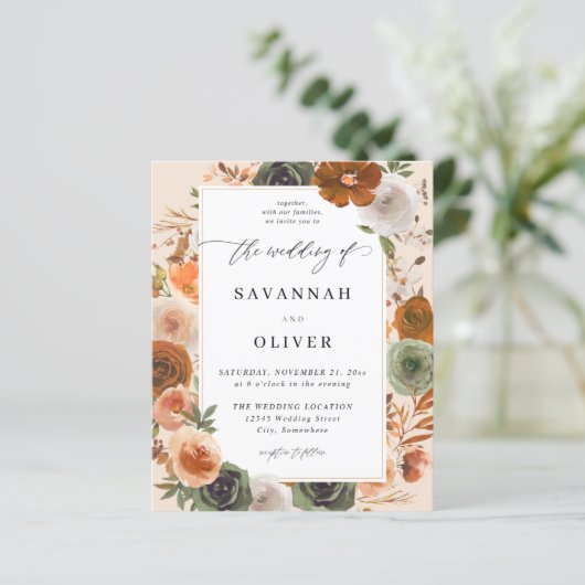 Papier Budget Green & Terra Cotta Floral Mariage S2 -BGE (Debout devant)