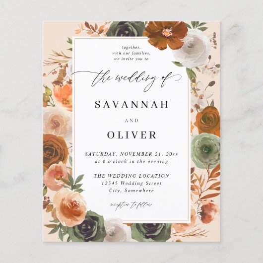 Papier Budget Green & Terra Cotta Floral Mariage S2 -BGE (Devant)