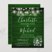 Papier Budget Green Wood Mason Jars Faire-part de mariage (Devant / Derrière)