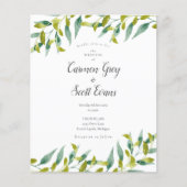 Papier Budget Greenery Chic Script Faire-part de mariage (Devant)
