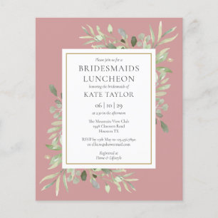 Papier Budget Greenery Pink Bridesmaids Luncheon Invitati