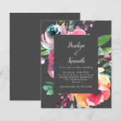 Papier Budget Grey Aquarelle Florale Élégant Mariage (Devant / Derrière)