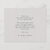 Papier Budget Grey Élégant Script Moderne Mariage Merci (Dos)