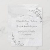 Papier Budget Grey Floral Line Faire-part de mariage d'ar (Devant / Derrière)