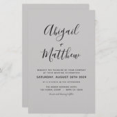 Papier Budget Grey Moderne Élégant Mariage Invitation (Devant / Derrière)