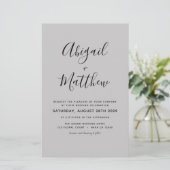 Papier Budget Grey Moderne Élégant Mariage Invitation (Debout devant)