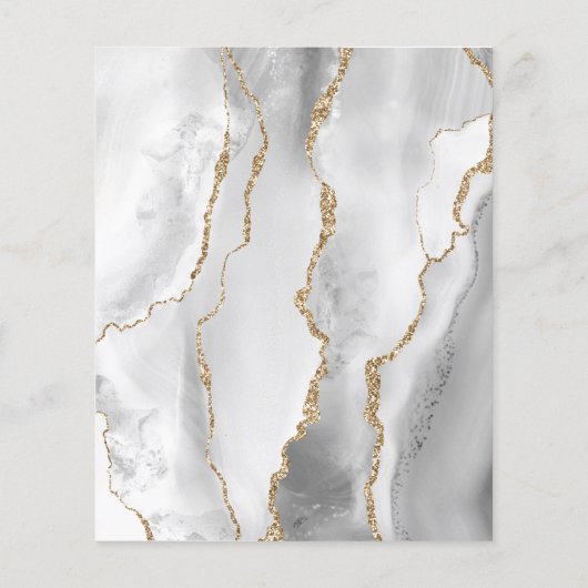 Papier Budget Grey White Gold Agate Faire-part de mariage (Dos)