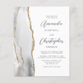 Papier Budget Grey White Gold Agate QR Code Mariage (Devant)