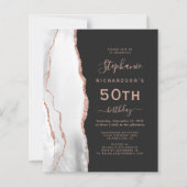 Papier Budget Grey White Rose Gold Agate 50e anniversaire (Devant)