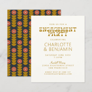 Papier Budget Groovy 70s Fête de Fiançailles Botanique Or