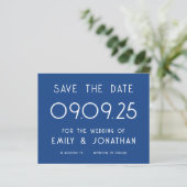 Papier Budget Grosse typographie Mariage bleu Enregistrer (Debout devant)