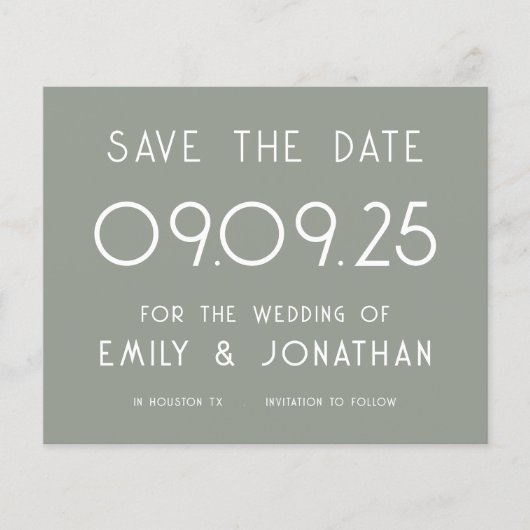 Papier Budget Grosse typographie Sage Mariage vert (Devant)