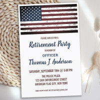Budget Grunge American Flag Police Retirement Invi