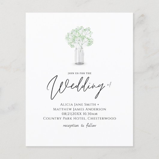 Papier BUDGET Gypsophile Respiration de bébé Invitation d (Devant)